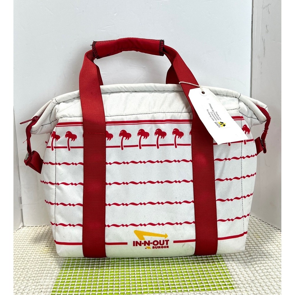 In-N-Out Burger Insulated Cooler Lunch Bag Red and White palm tree graphics New